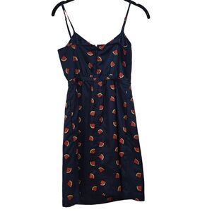 J. CREW Navy Blue Watermelon Print Sundress Spaghetti Strap Women's Size 00 GUC